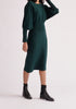 Paisie Balloon Sleeve Knitted Dress in Dark Green